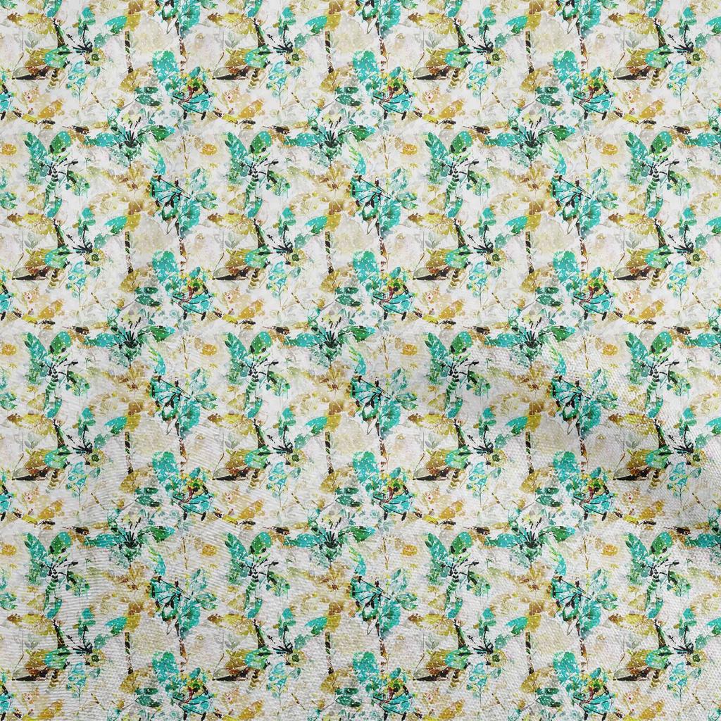 oneOone Cotton Flex Green Fabric Abstract Floral Dress Material Fabric Print Fabric By The Yard 40 Inch