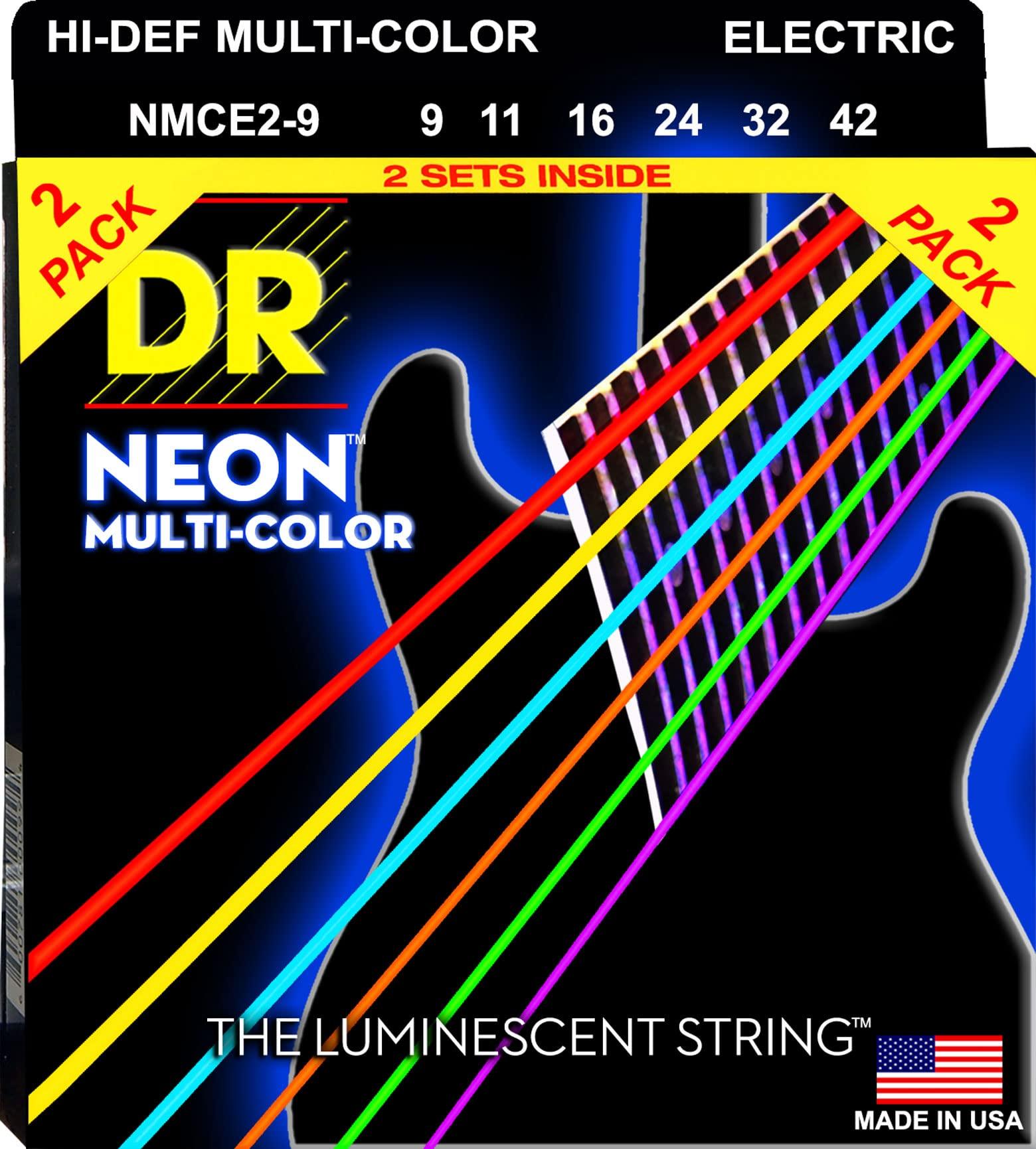 

Струны для электрогитары DR Strings NMCE-29 Neon Multicolor с покрытием, .009-.042