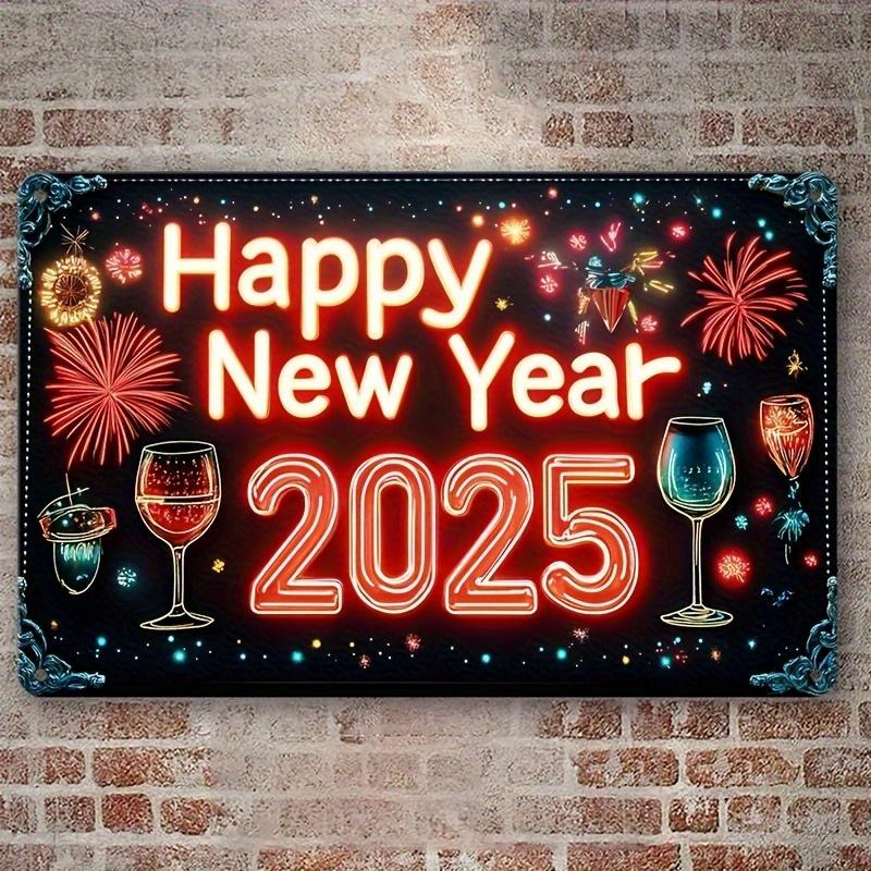 2d Flat 30*20cm, Happy New Year 2025 Wooden Sign, Boho Style Wooden Wall Hanging Decor, Multipurpose Decoration, for Home, Kitchen, Garden, Bedroom.