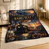 Steam Train Journey Coral Fleece Blanket Vintage Railway Decor