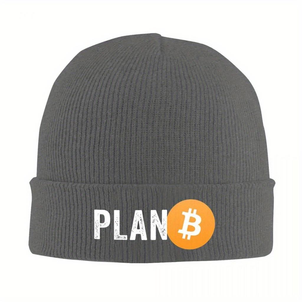Bitcoin Crypto Currency Plan B Knitted Hat Women's Men's Skullies Beanies Winter Hat Acrylic Warm Melon Cap