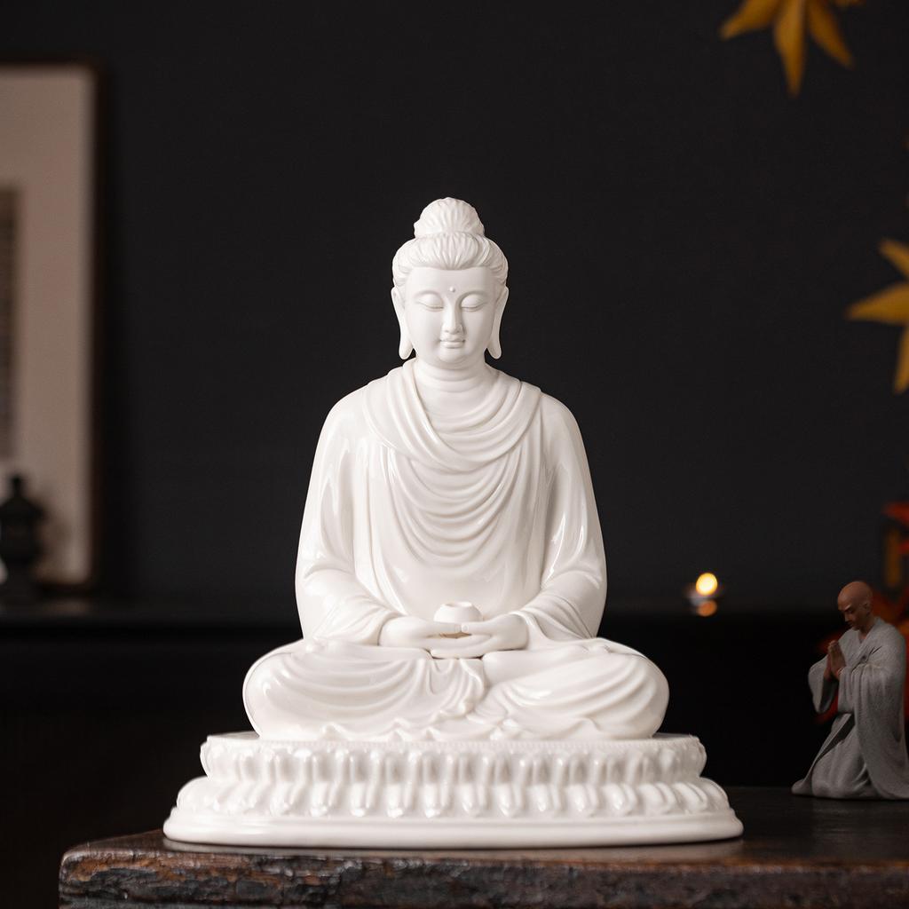 Feng shui Chinese-style Buddha statue, Sakyamuni Buddha statue, Zen Great Sun Buddha home living room entrance hall decoration a