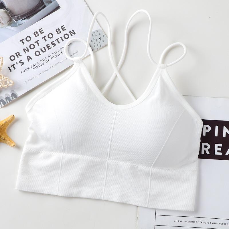 

646 Kaka женский бюстгальтер с перекрестными бретельками: Бесшовный топ-труба с запахом сзади без стального кольца One Size белый