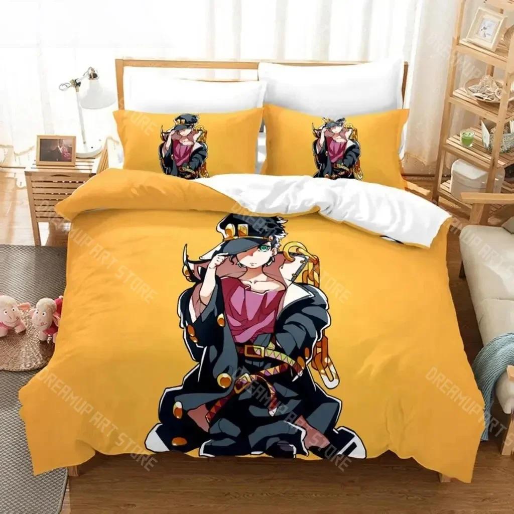 3D Print Anime JoJo Bizarre Adventure Jotaro Kujo Bedding Set Boys Girls Twin Queen Size Duvet Cover Pillowcase Bed Kids Adult