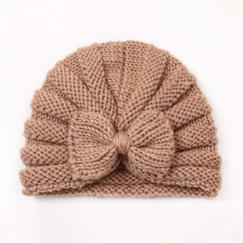 Autumn and Winter New Baby Bow Hat, Children's Knitted Warm Wool Hat, Baby Fetal Hat