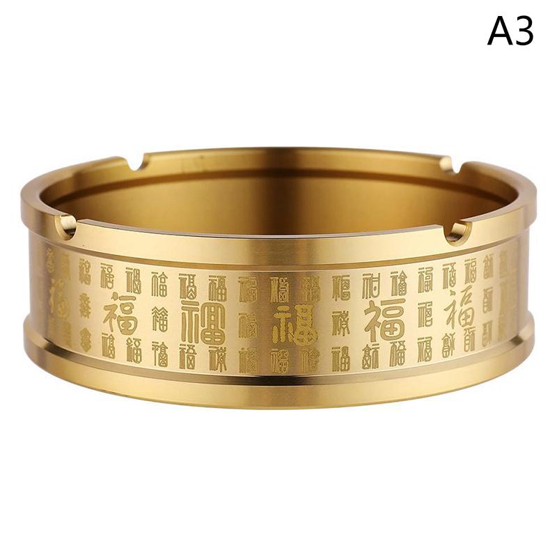 Portable Office Household Metal Indoor Large Ashtrays Ashtray Round Brass Tabletop Holder Simple Living Room Ashtray For Outdoor
