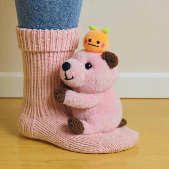 3D Plysj Dyresokker Søte Strikkede Sokker med Myke Dyr Elastiske Morsomme Dovendyr Kattesokker for Dyreelskere Julegave