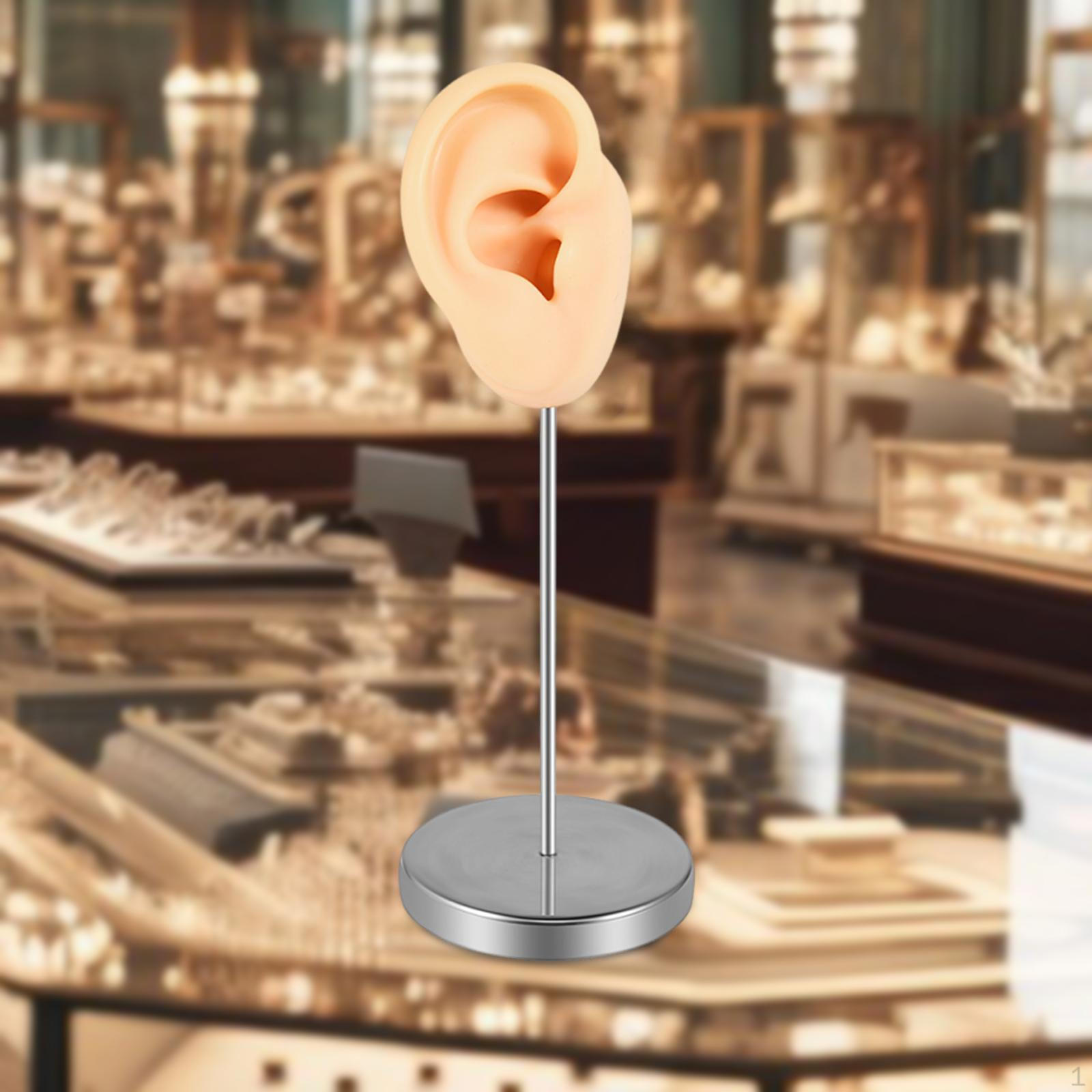 

Silicone Ear Model Earring Jewelry Display Stainless Steel Holder Stand Pierceable Fake for White Right