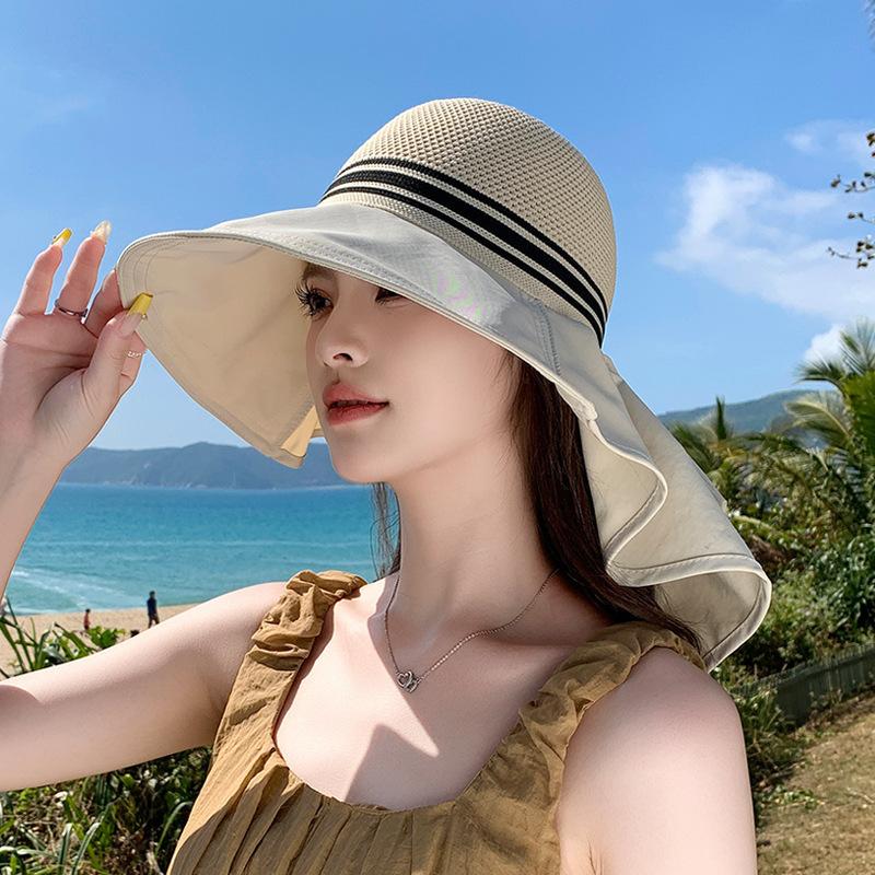New extended brim mesh top cap women's spring and summer big head circumference fashion versatile sunshade outdoor travel sunscreen cap