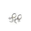 Elegant French Zircon Mother-of-Pearl Star & Moon Ear Cuffs for Women - Fashionable, High-End, Versatile Earrings.