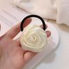 Hair Tie French Style Glossy Satin Rose Flower Decor Handcrafted 3D Petal Design Hair Rope Soft Smooth Fabric Hair Accessory
