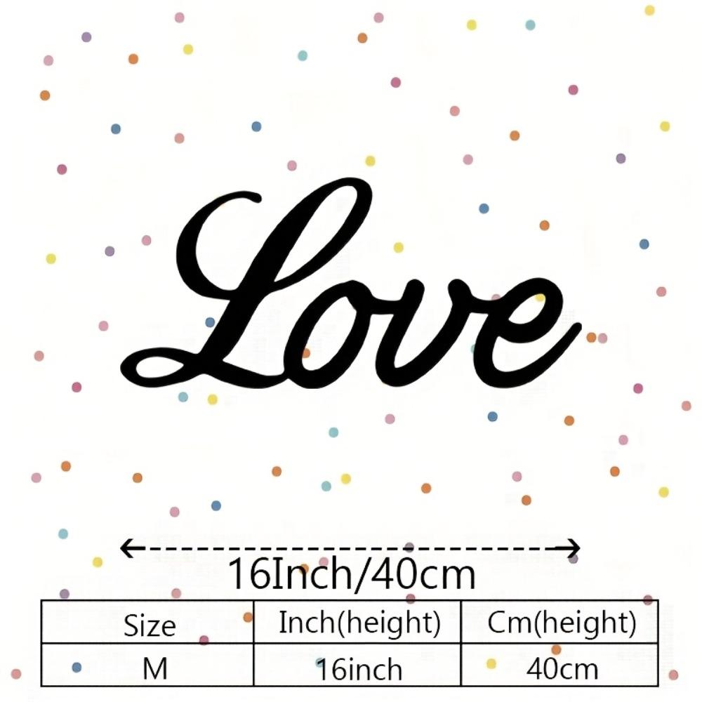 2D Large Love Script Metal Wall Art, Black White Horizontal Iron Word Sculpture, Indoor Outdoor Calligraphy Decor for Wedding Valentine Gift