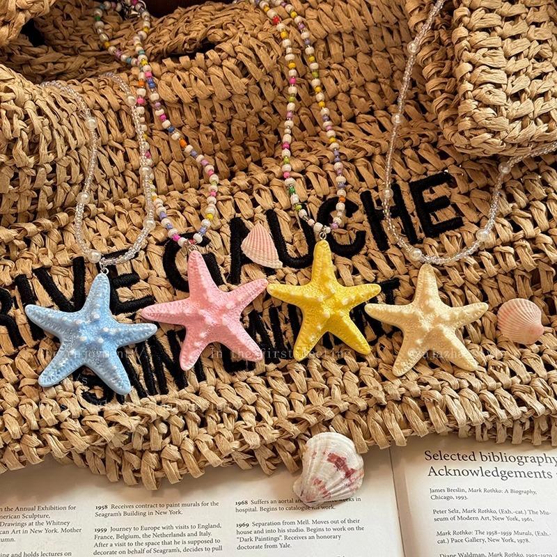 Long-style String Necklace with Zhuhai Star Pendant for Women, New Summer Beach Vacation Style Collar Chain Accessory
