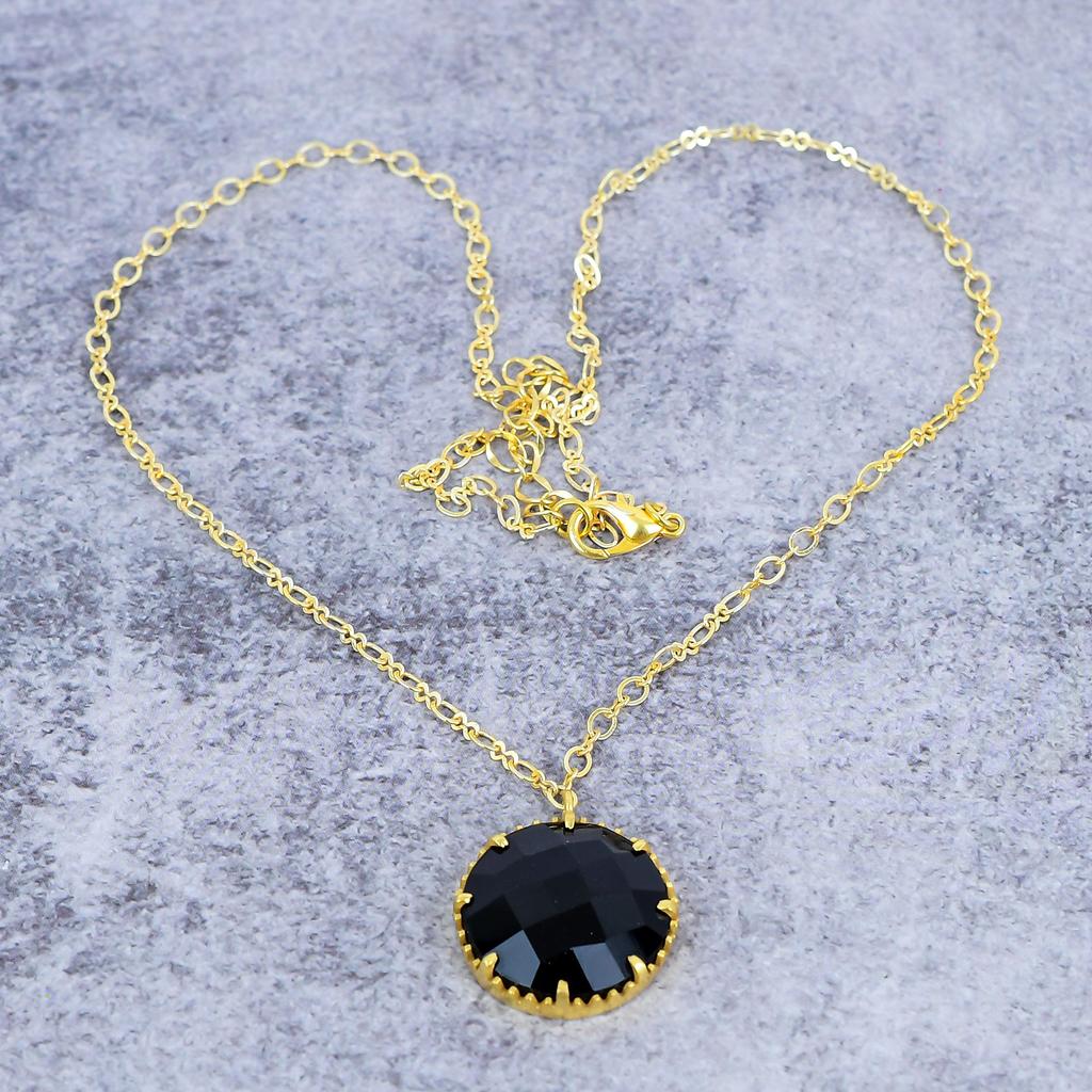 Black Spinel Gemstone Handmade 925 Sterling Silver Jewelry Necklace 18" M-2660
