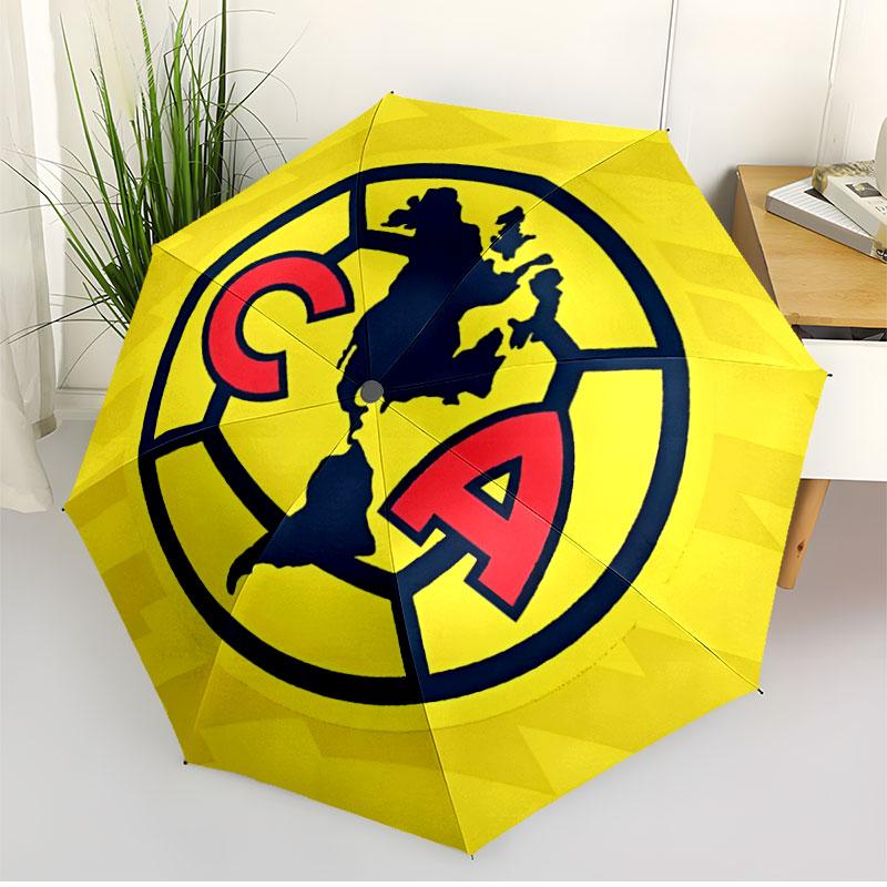 Club America Print Automatic Open Close Umbrella, Portable Foldable Umbrella, for Outdoor Commute Camping Trip, Ideal Birthday Gift