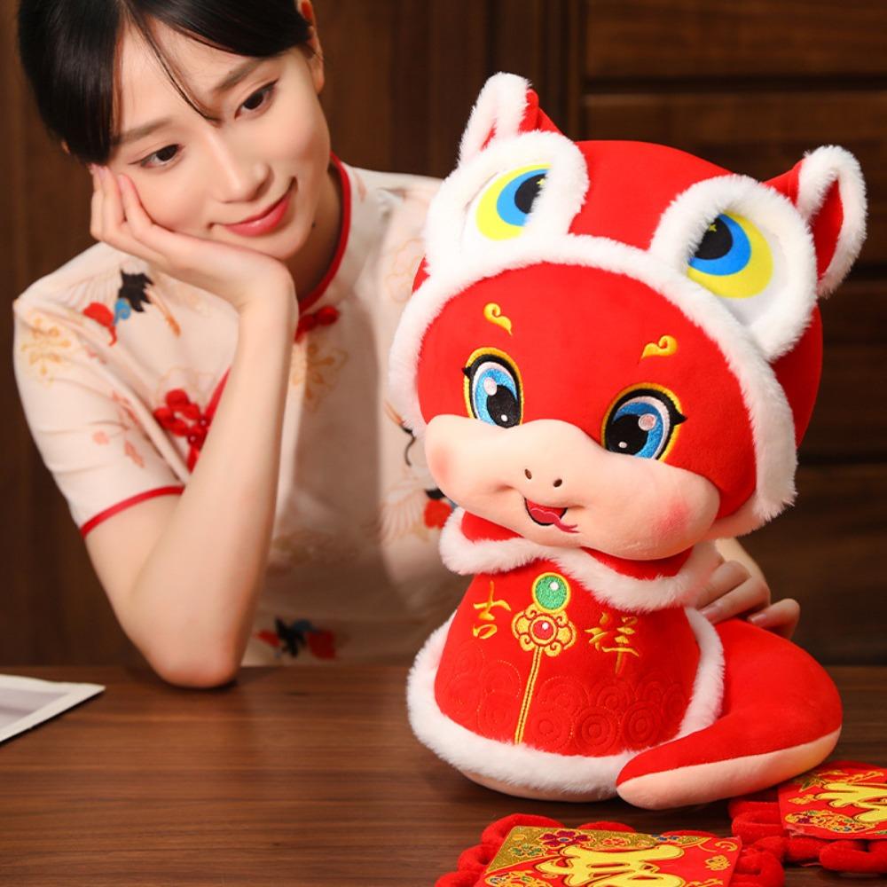 Happy New Year 2025 Snake Year Plush Mascot PP Cotton Lucky Snake Doll Plushies  Home Decor