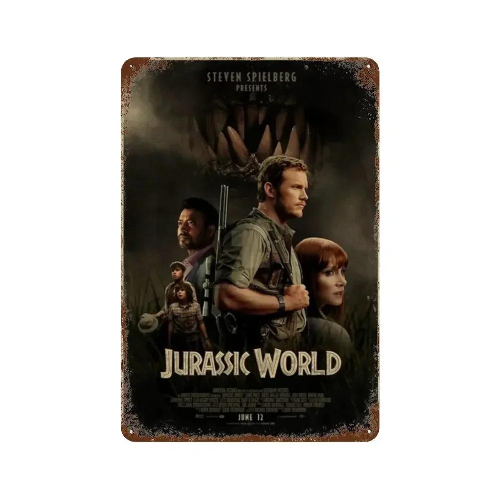 Jurassic Park Dinosaur Science Fiction Movie Sign Decor Metal Plate Poster Vintage Tin Sign Garage Man Cave Plaque Decoration