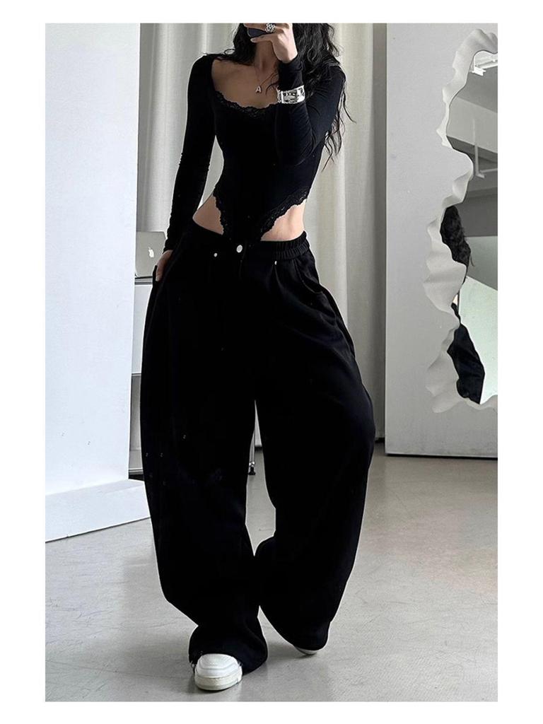 Damen American Retro Faule Sommer Weite Hosen