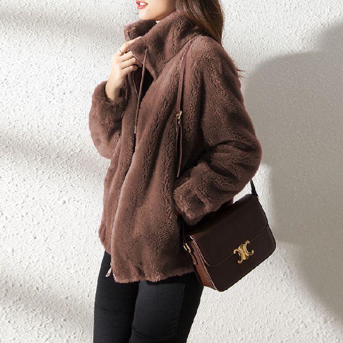 Women's Winter Double-Sided Fleece Coat: Thickened Stand Collar Cardigan Sweater with Zipper