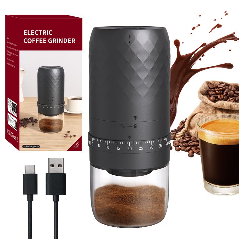 Home Coffee Grinder Portable Electric Coffee Grinder with Cleaning Brush Travel/Camping/Home/Office Dedicated Espresso Grinder