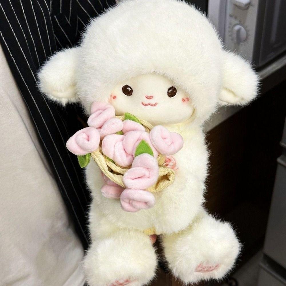 Small Plush Sheep Doll Anime Rose Bouquet Doll Creative Magnetic Hugging Lamb  Kids