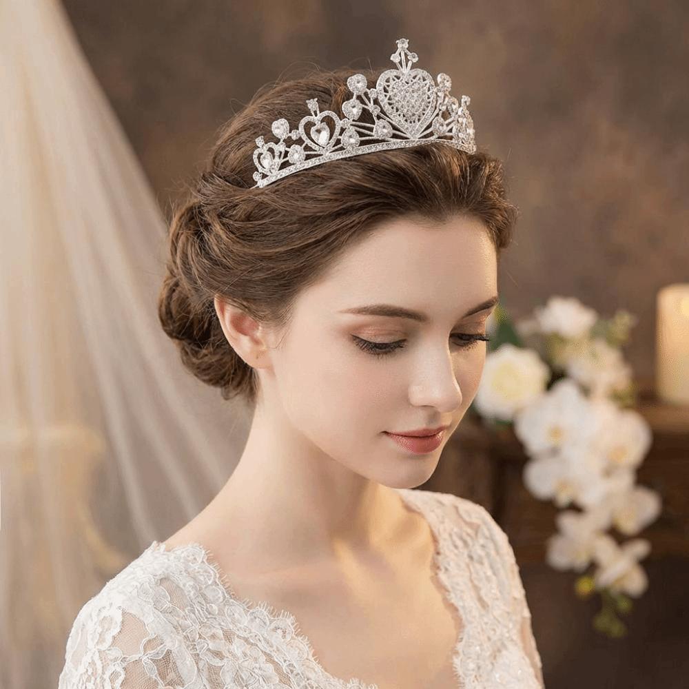 Huvudprydnader Kristall Brudtiara Krona Flerfärgad Bröllopshår Tiara Fantastiska Accessoarer