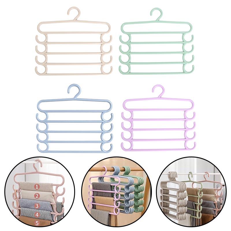 5 Layers Clothes Hangers Trousers Pants Hangers Towel Scarfs Racks Pants Holders Clothes Hangers Closet Storage Organization