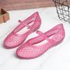 Women's Summer New Baotou Hollow Out Crystal Jelly Sandals Flat Sole Non Slip Lightweight Breathable Cave Sandals Beach Sandals