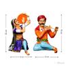 Dekorative Harz-Showpiece eines traditionellen musizierenden Paares aus Rajasthan für die Heimdekoration (2er-Pack, Mehrfarbig)