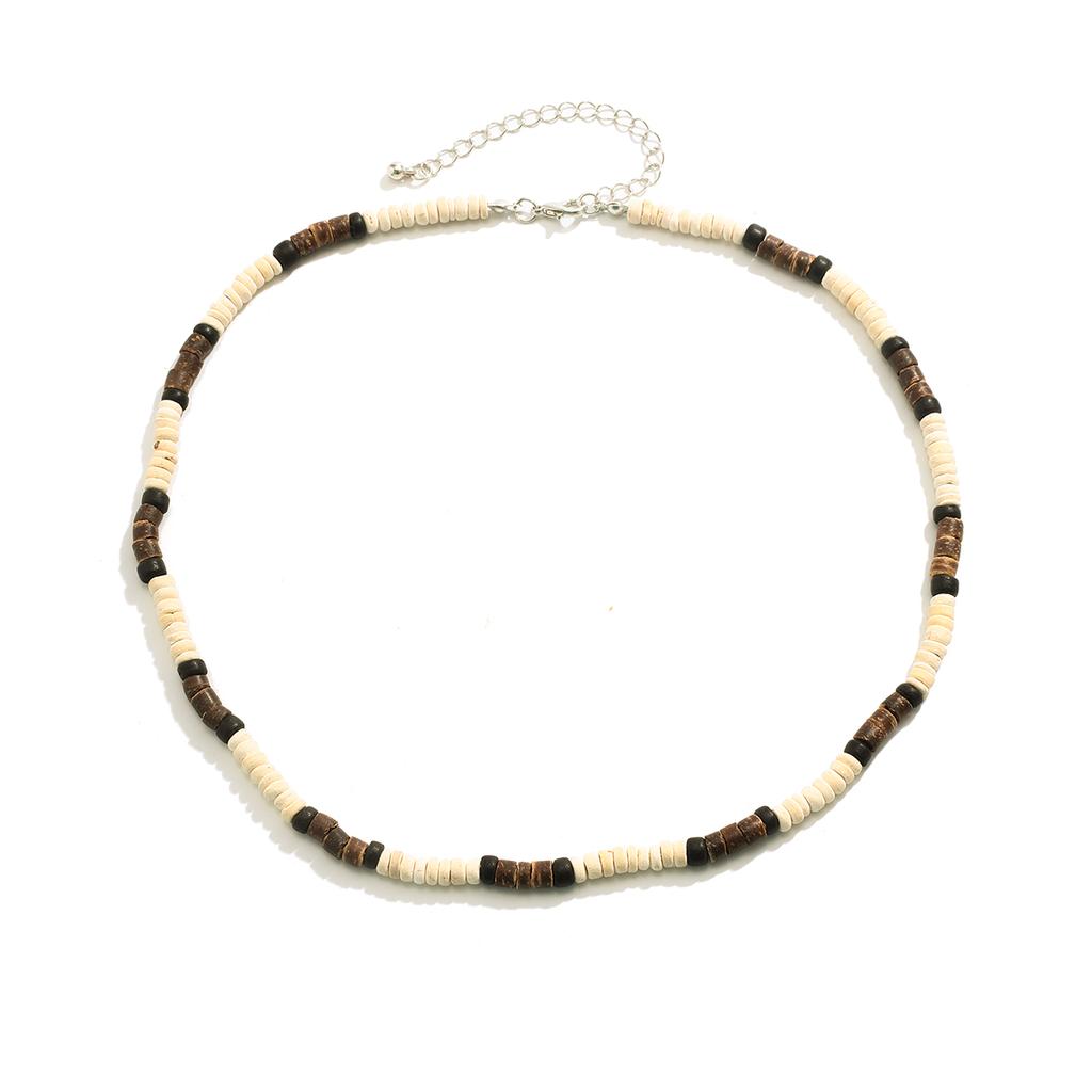 Fashion Men Summer Beach Wooden Bead Surfer Necklace Simple Geometric Tribal Ethnic Handmade Chain Steampunk Male Jewelry Gift