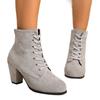 Women's matte short boots lace-up thick heel autumn and winter large size fashion versatile ankle boots solid color high heel spot Martin boots