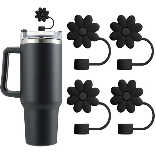 SpexArt Flower Straw Cover Toppers for Stanley Cup 30 & 40 oz Tumblers, 4-Piece Reusable Silicone Straw Caps, Straw Tip Protectors for Stanley Cup 10m