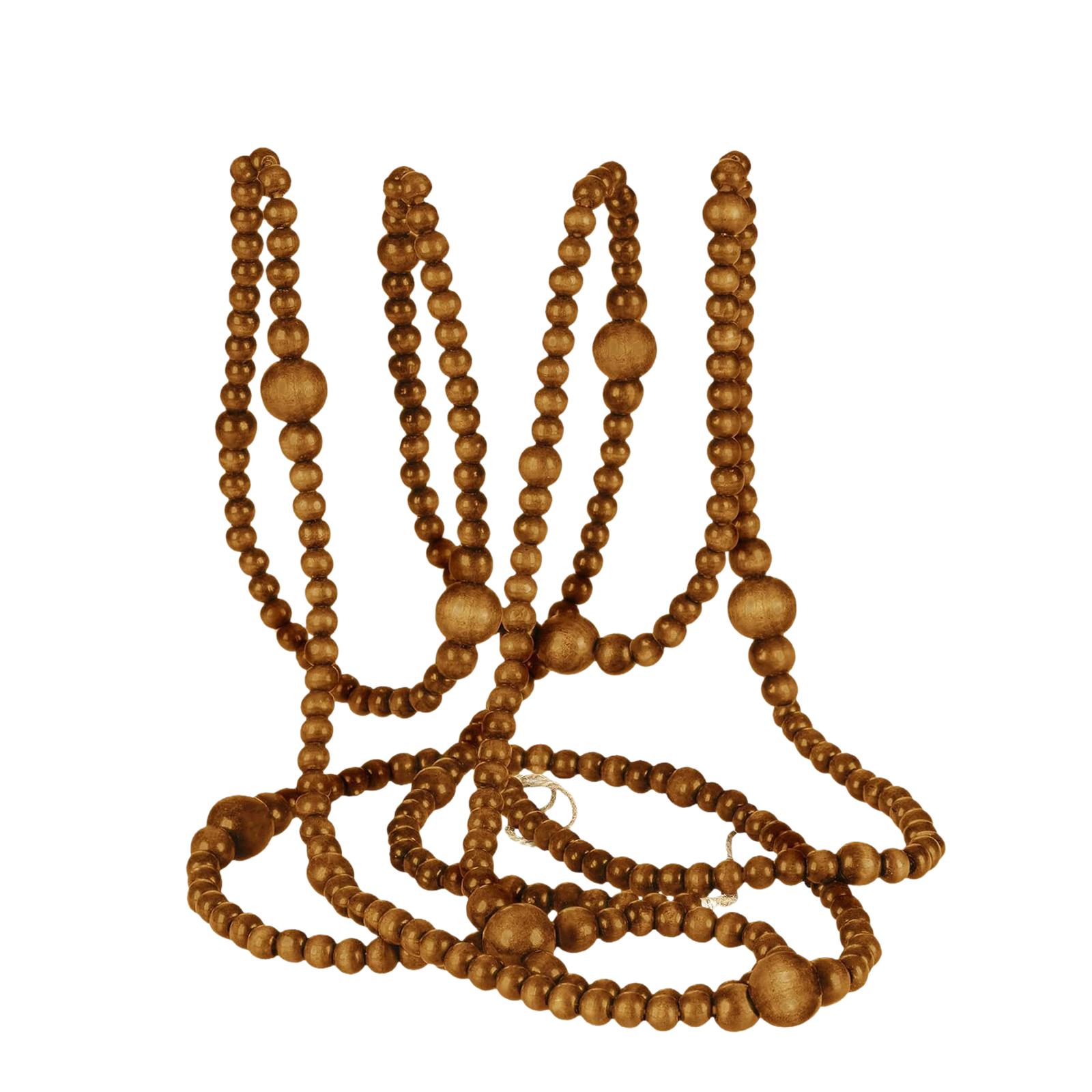 Wood Beads Garland Prayer Beads Decorative Beads Boho Decor Creative Christmas Wooden Bead Garland for Home Indoor Outdoor