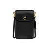 New Pebbled Leather Cell Phone Pouch, Shoulder Bag, Crossbody Bag Mini Women's Black CH815-B4BK
