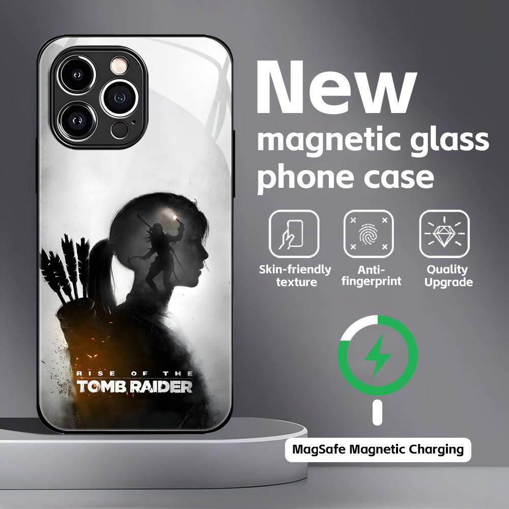 

hot game Tomb Raider Phone Case For iPhone17 16 15 14 13 12 11 X XR XS 8 Plus Mini Pro Max Glass Magnetic Case iPhone 16 Plus