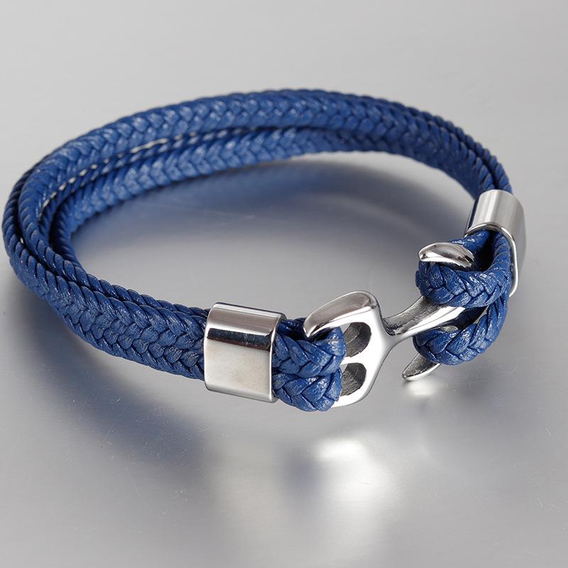 Men's Anchor Bracelet, Retro Woven Leather Rope Bracelet, Multi-layer Leather Bracelet, Couple Bracelet.