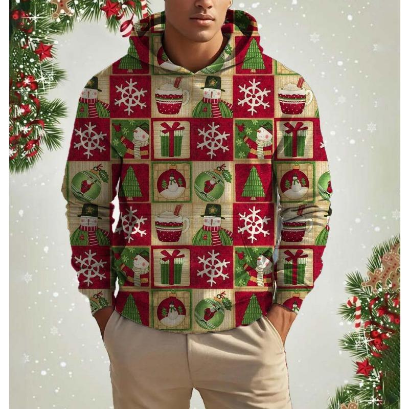 Classic And Fashion Christmas men's Hooded Sweatshirt Street Fun Santa Claus 3D Printed Sports Shirt Autumn Snowman men's Hoodie