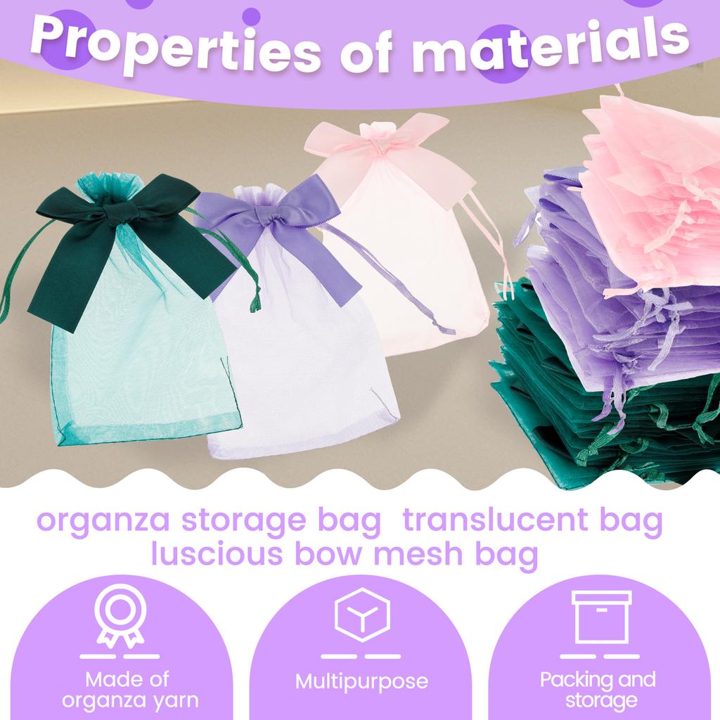 60Pcs Organza Bag Wedding Jewelry Packaging Drawstring Transparent Mesh Party Present Pouches Organza Gift Bag Wholesale