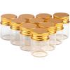 30x40x21mm 15ml Mini Glass Bottles with Aluminium Screw Cap Empty Bottles Golden Metal Lids Glass Vials Jars 12pcs (12, 15ML-Gold-Cap)