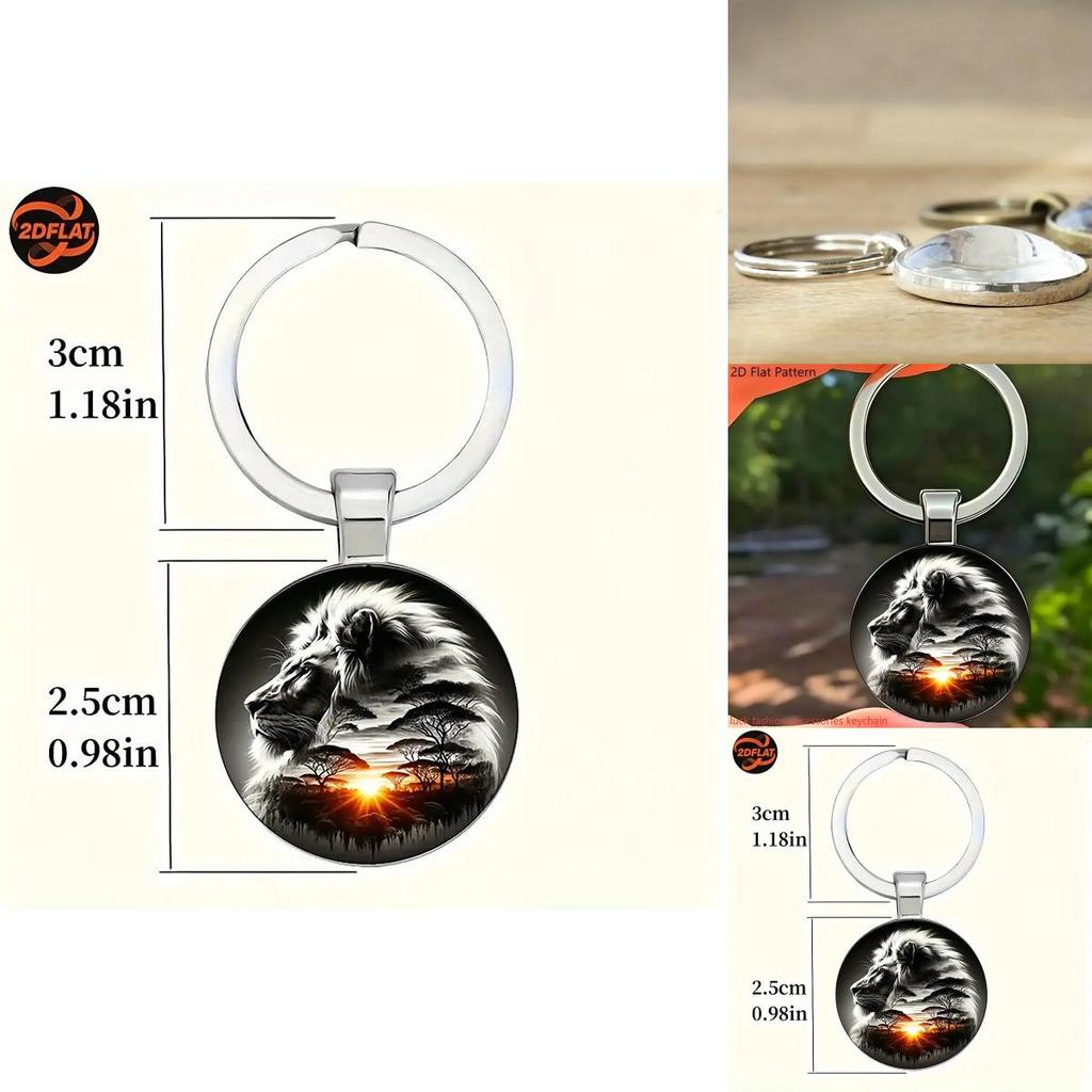 Lion Pattern Pendant Keychain With Silver Zinc Alloy For Festive Gift Ideas