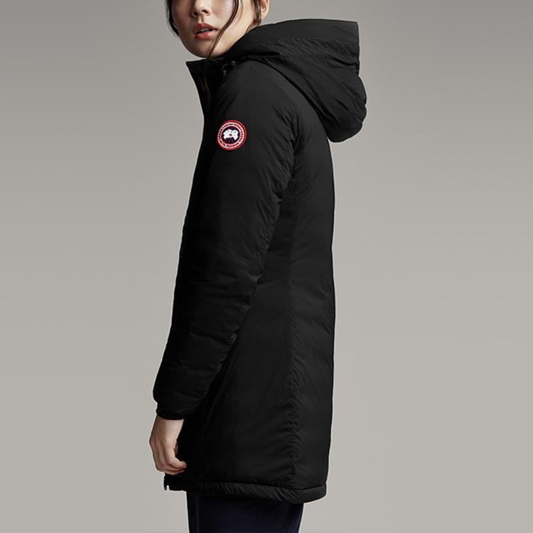 Canada Goose Camp Series Dark Red Label Fashion Comfortable Mid-Length Hooded Long Sleeve Down Jacket Winter Women Outerwear Black 5085L-61