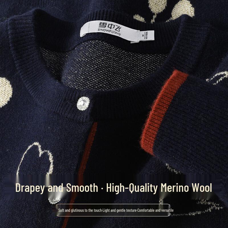 SNOWFLYING Women s Jacquard Color-Block Knit Cardigan M
