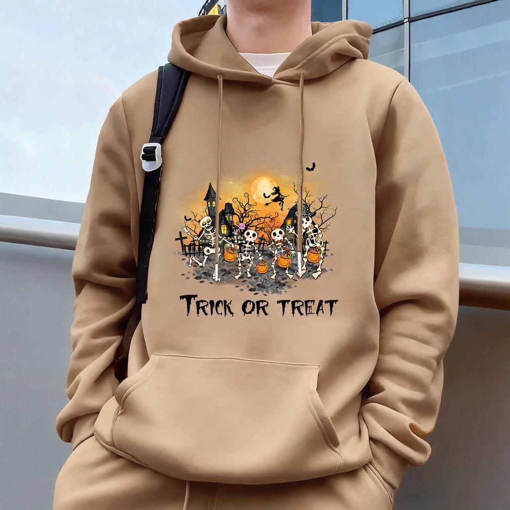"Halloween"Men's Casual Hoodies Fleece Hip Hop 250g/m² Solid Pullover Sweatshirt Men Sportswear Clothing Sweatshirt Men's Clothing