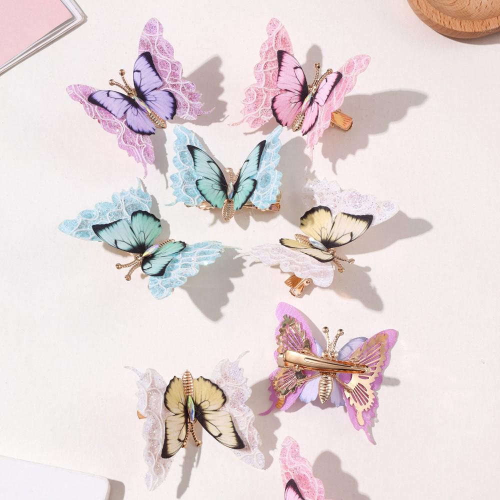 3D Double-Layer Multicolor Butterfly Hairpin for Women – Elegant Bangs and Side Hair Clip