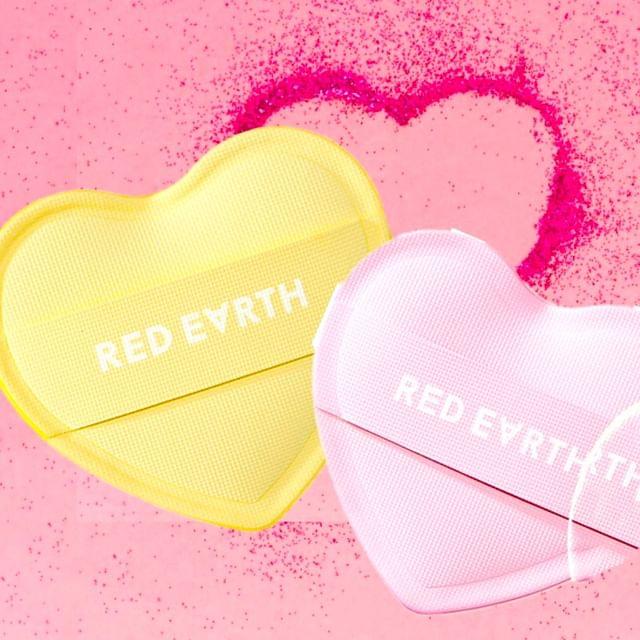 RED EARTH - Heart Blush Powder Puff Set #Puff - 2pcs