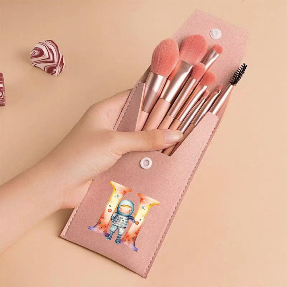 Premium Makeup Brushes Kit 8 Pieces Portable Blush Concealer Eyeshadow Brushes Synthetic Bristles Astronaut Letter Pattern