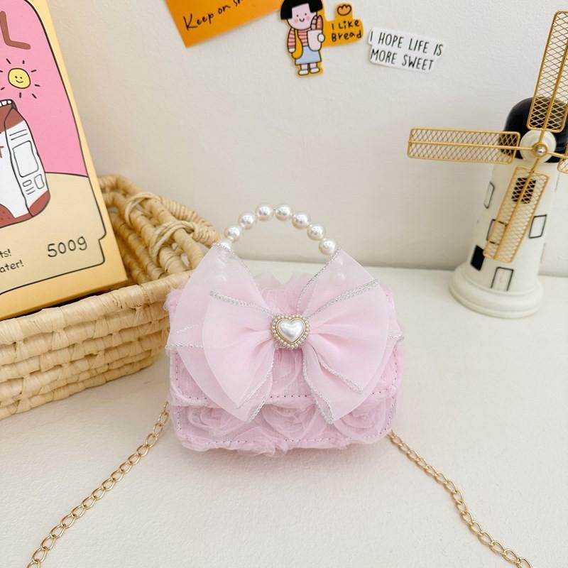 Chain Fashionable Pvc Bag For Children With Adorable Bowknot And Breathable Lining