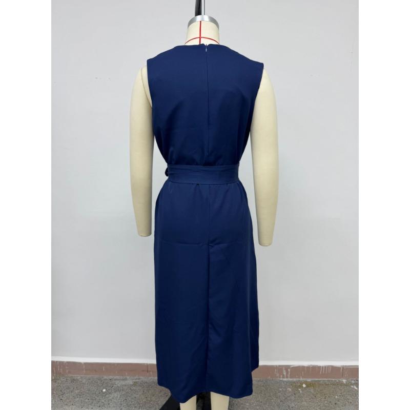 Summer Sleeveless Round Neck Fashionable Casual Long Dress