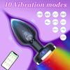 Soft Anal Vibrator Butt Plug with Colourful Light Base Male Prostate Massager Vagina Stimulator Adults Sex Toys Men Mastubation