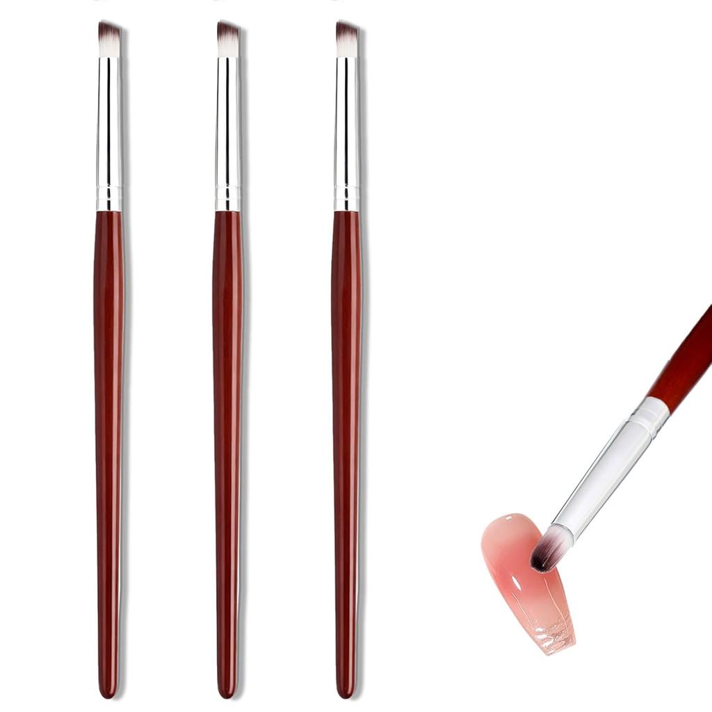 3 Pcs Nail Art Brush Ombre Nail Brush Wooden Ombre Nails Art Gradient Painting Brushes Gradual Color Blooming Nails Drawing Pen Manicure Gel Polish